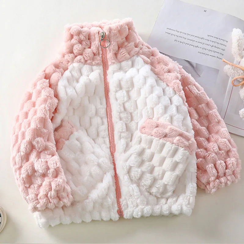 Winter boys girls plus velvet warm hooded jacket 2-9 years old Korean down overcoat thickening fashion children's clothing Photo Color 8