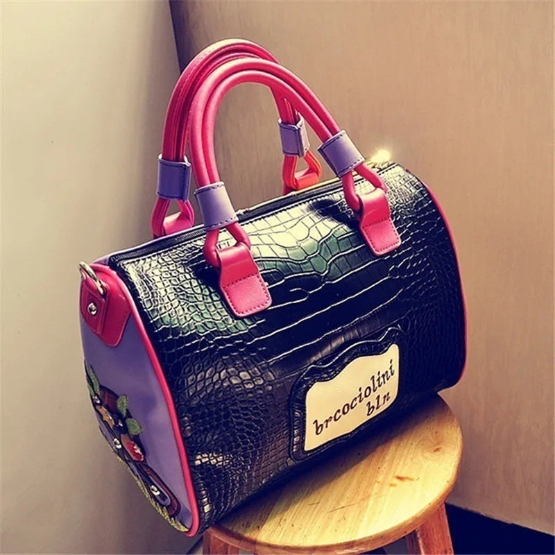Super Quality Women Handbag Shoulder Boston Bag tote Italian PU Leather Bags Sac A Main Borse Candy Color Luxury Handbags Black
