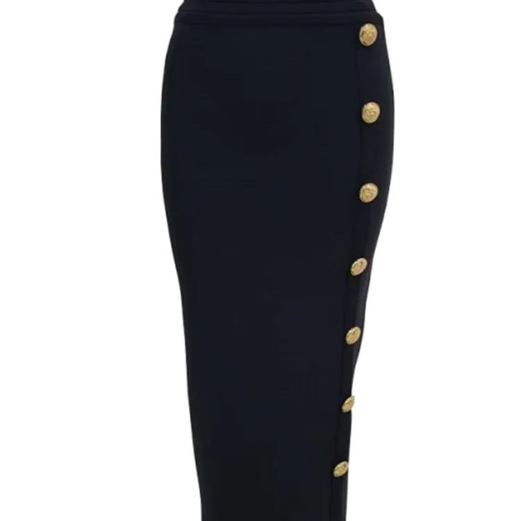 Arrival Women Button Black Blue Red Bodycon Bandage Skirt Designer High Waist High Street Party Club Pencil Skirt 75cm