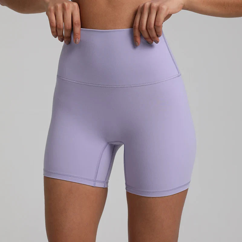 No Front Seam High Waisted Biker Shorts Sport Women Fitness Spandex Leggings Booty Buttery Soft Gym Workout Yoga Shorts 5 Inches Iris Purple