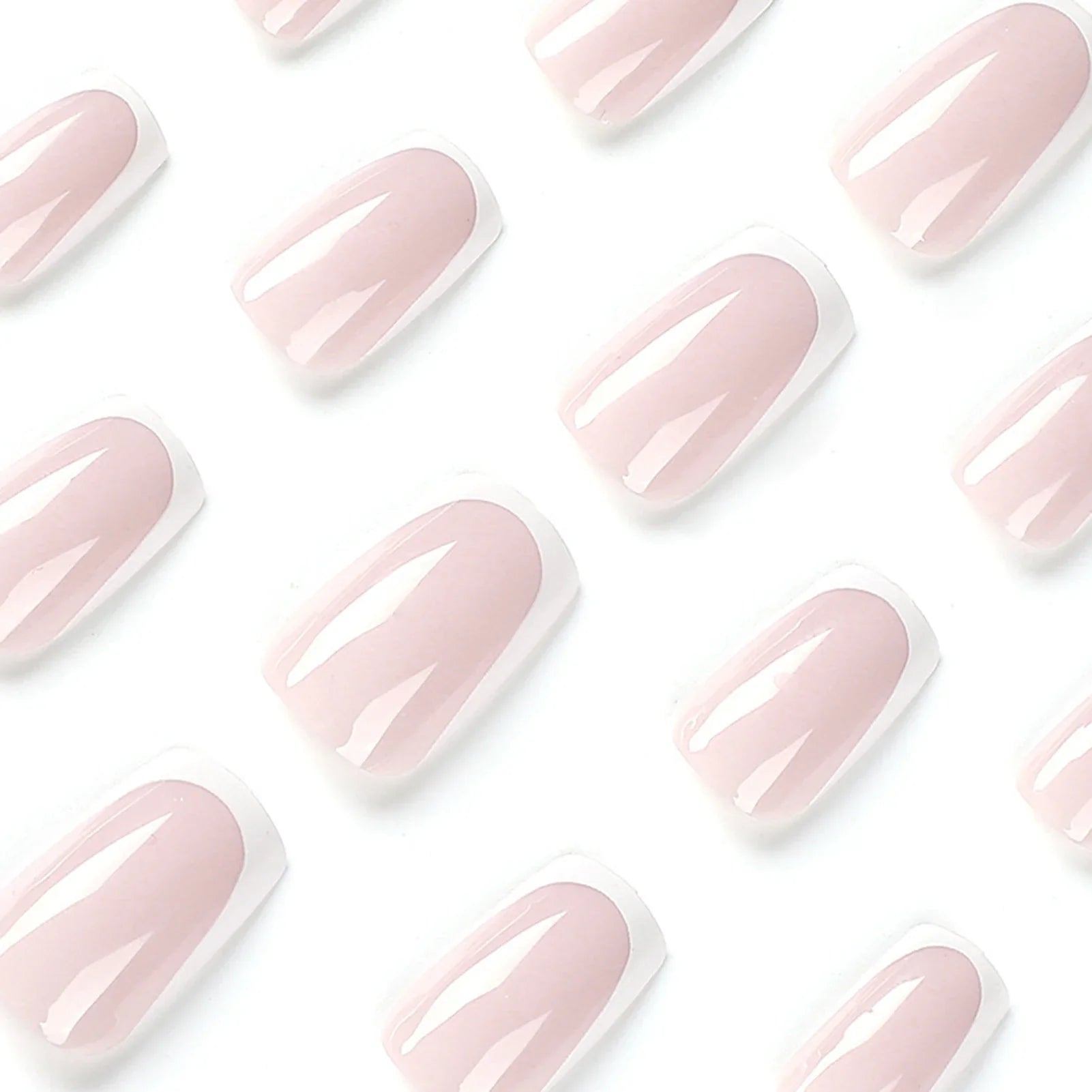 Minimalist White French Fake Nails Nude Color Full Cover Acrylic Press On Nails Detachable Stick-on False Nails Patches 24Pcs