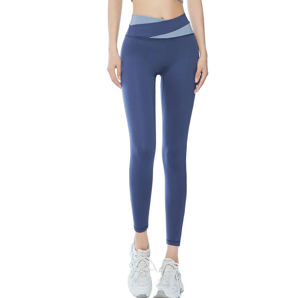 Autumn Winter High Waist Yoga Set Long Sleeve Fitness Vest with Pads Outfits Sportswear Women Sports Leggings Bra Gym Workout Blue Pants CHINA