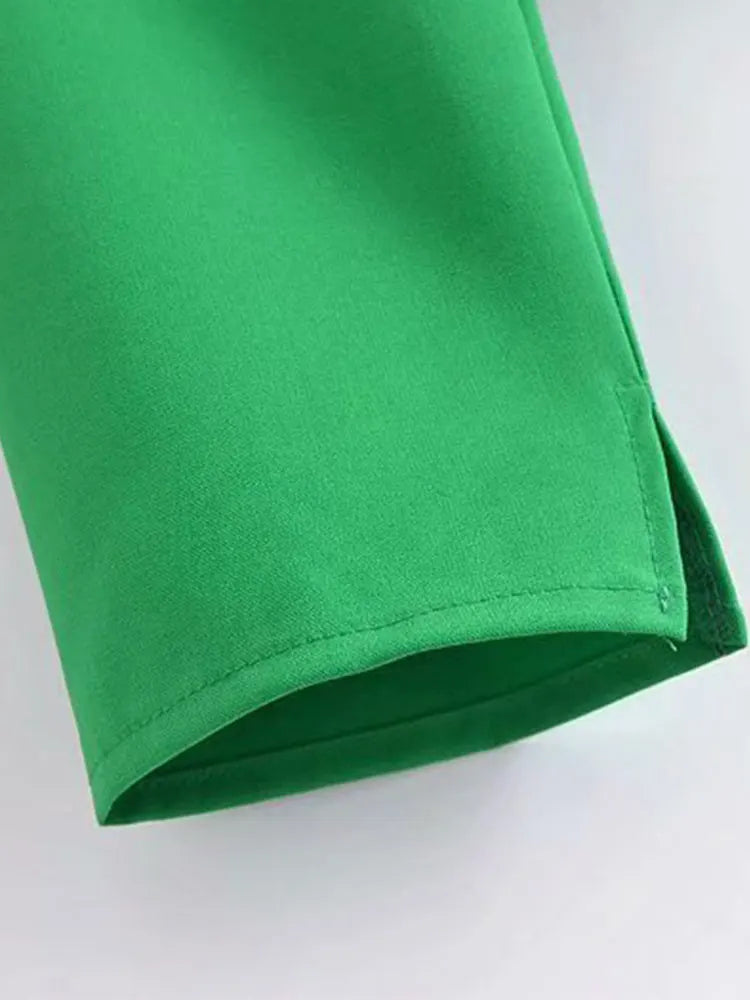 Spring Women Vintage Elegant Green Shirt Female Sexy V Neck Streetwears Blouses Casual Tie Slim Shirt Chic Top