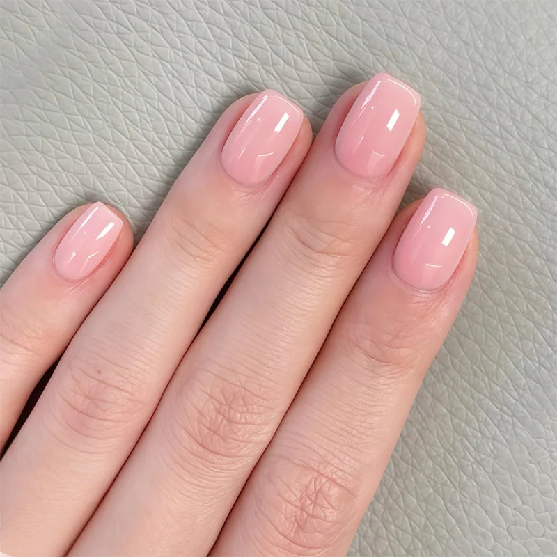 24Pcs  Gradient Color Fake Nail Simple Short Ballet Wearable False Nails with Cat Eye Design Press on Nails Full Cover Nail Tips