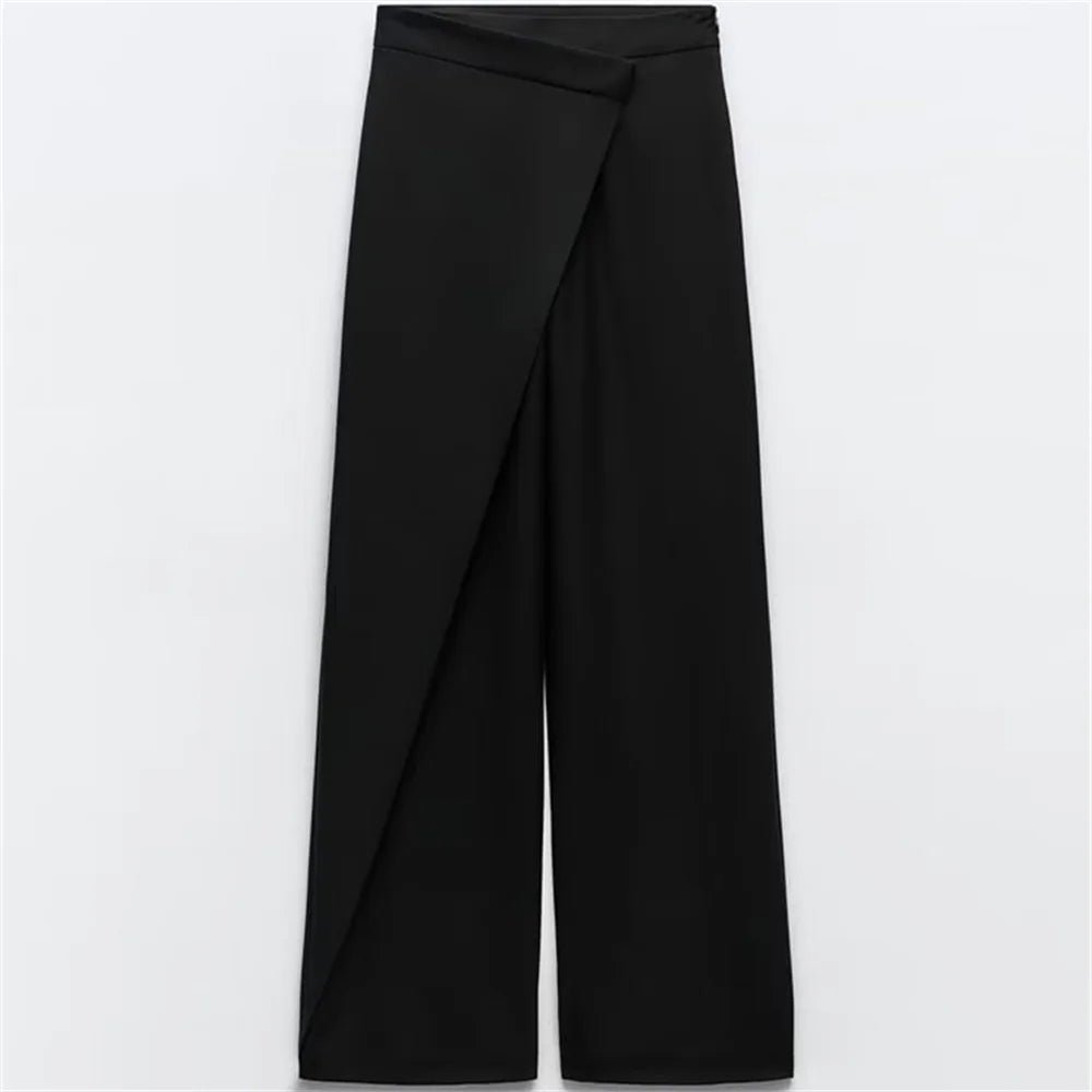 2023 Women's Fashion New Pants Zipper Pocket Decoration High end Casual Wrap Loose Pants black