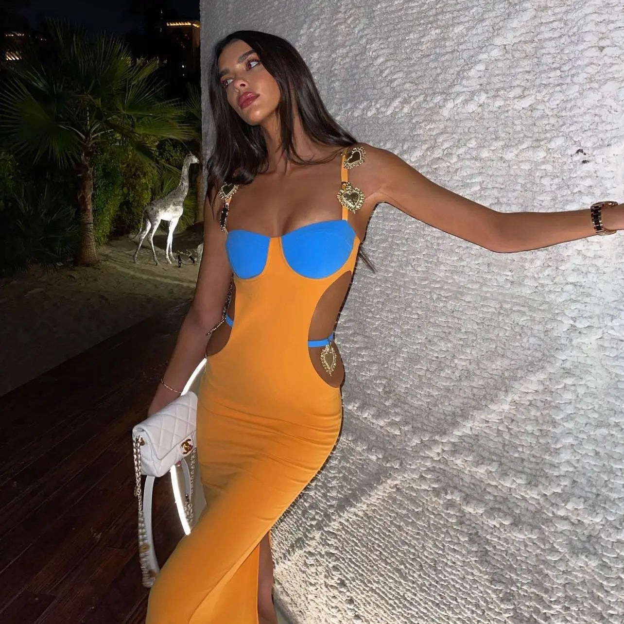 High Quality 3 Colors Women Sleeveless Sexy Sequined Hollow Out Bodycon Long Rayon Bandage Fashion Cocktail Birthday Maxi Dress