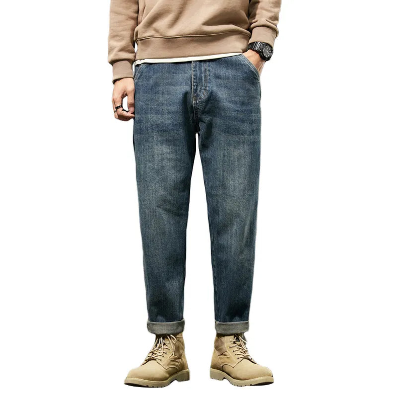 Jeans Men Loose Fit Blue Baggy Jeans Fashion Spring And Autumn Wide Leg Pants Denim Trousers Men's Clothing Harem Pants Blue