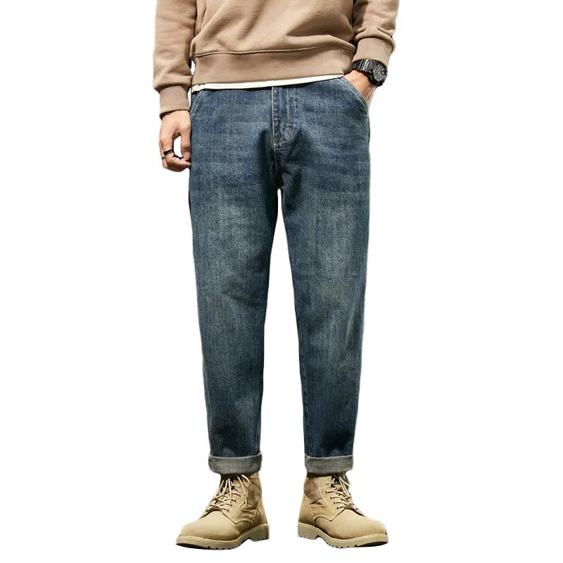 Jeans Men Loose Fit Blue Baggy Jeans Fashion Spring And Autumn Wide Leg Pants Denim Trousers Men's Clothing Harem Pants Blue