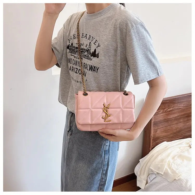 2025 Korean Style Quilted Bag, Soft Leather Crossbody Purse for Women, Chain Strap Shoulder Bag, Chic & Versatile