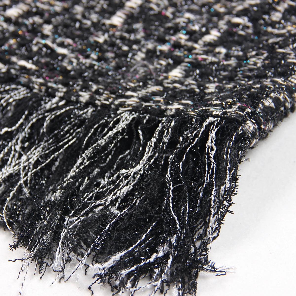 S-XL Fashion Stripe Elastic tweed Fabric Round Neck Long Sleeve Fringe Lace Slim Casual Women's Dress