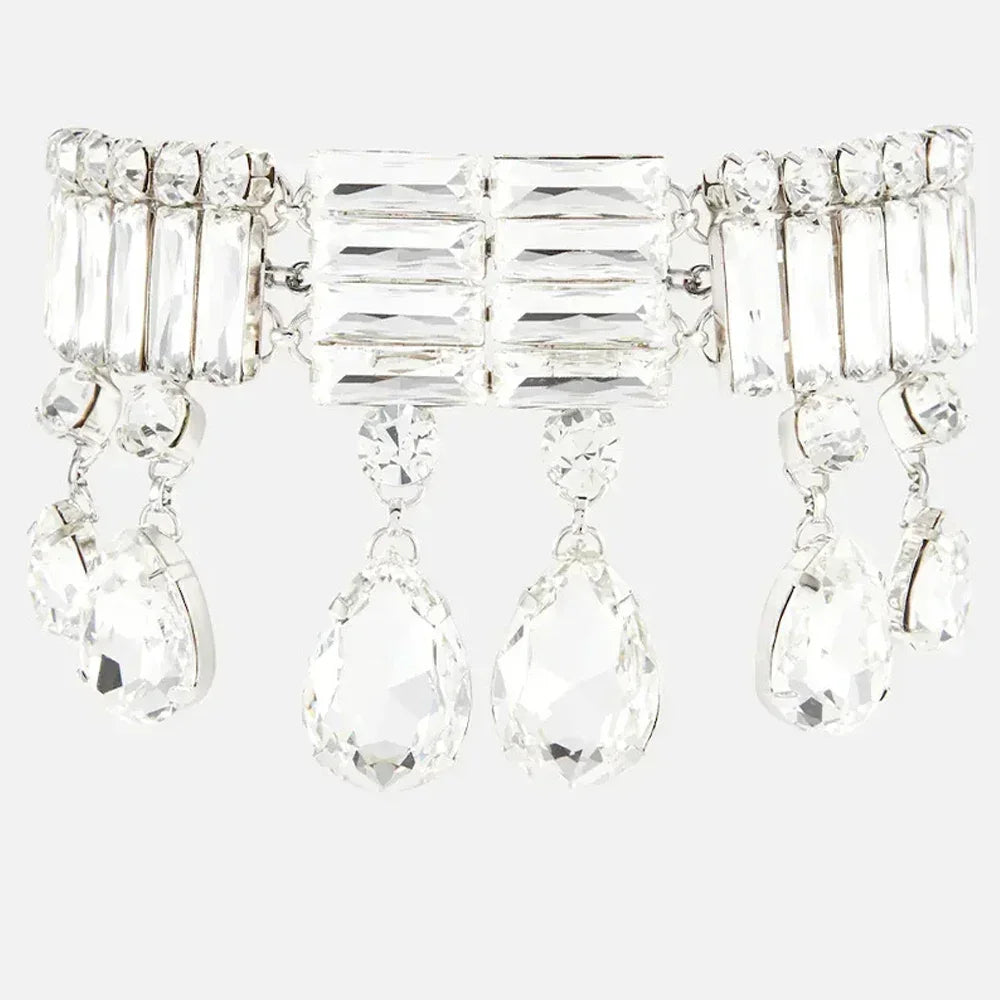 Exaggerate Large Crystal Choker Neckalce Statement Accessories Luxury Water Drop Rhinestone Collar Choker for Women