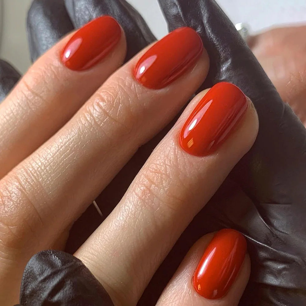 24 peças unhas postiças curtas quadradas com cola gelatinosa cor sólida unhas de acrílico coloridas da moda design destacável