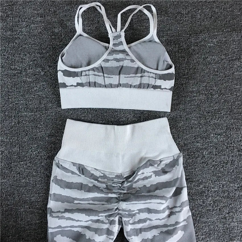 Pad Seamless Ensemble Women Sport Bra Yoga Set Workout Gym Legging Running High Waist Scrunch Pant Fitness Active Suits