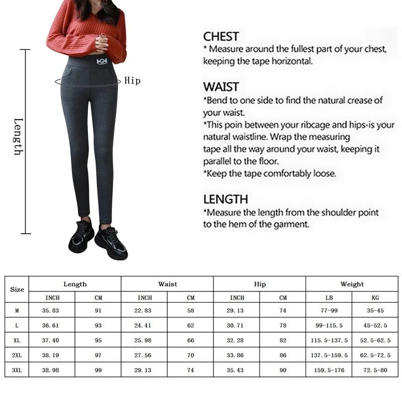 Winter Women Leggings Solid Warm Leggings Thicken Lambwool Hight Waist Fleece Keep Butt Lift High Stretchy Walking Pants Pocket