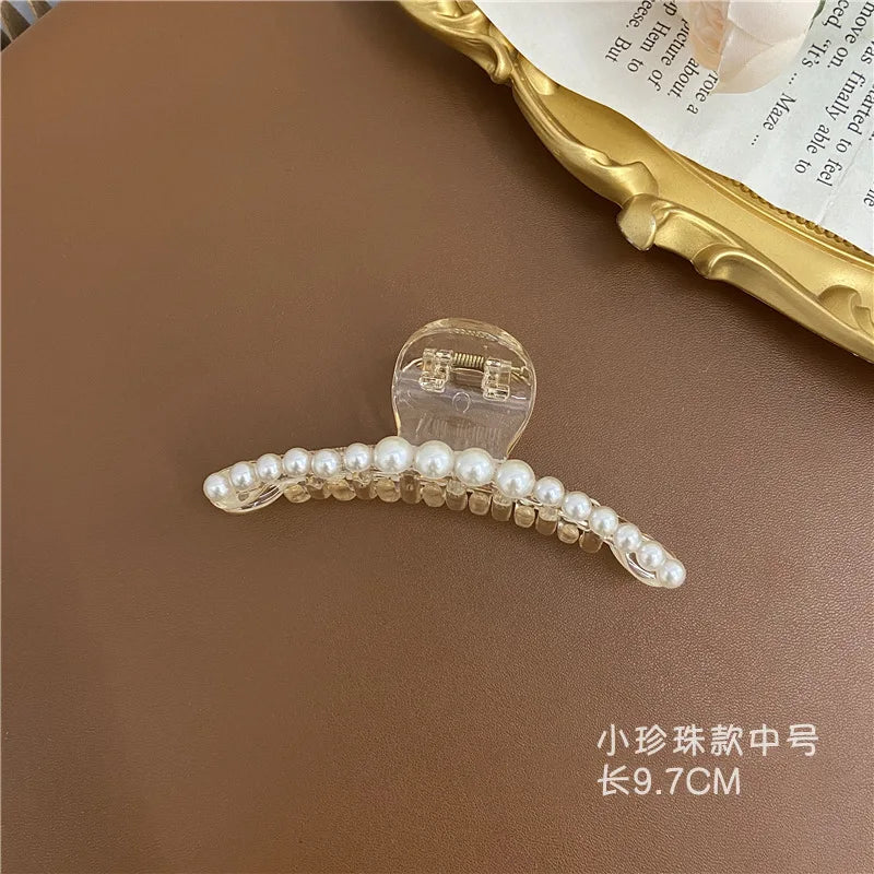 Elegant Big Pearl Hair Claws Clips for Women Big Size Acrylic Hair Clips Hairpins Hair Crab Barrettes Hair Accessories for Women 5