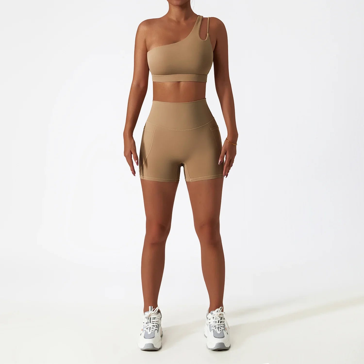 Women Seamless One Shoulder Yoga Set Sexy Sports Bra Workout High Waist Yoga Suit Leggings Workout Set Fitness Suits Sportswear A6