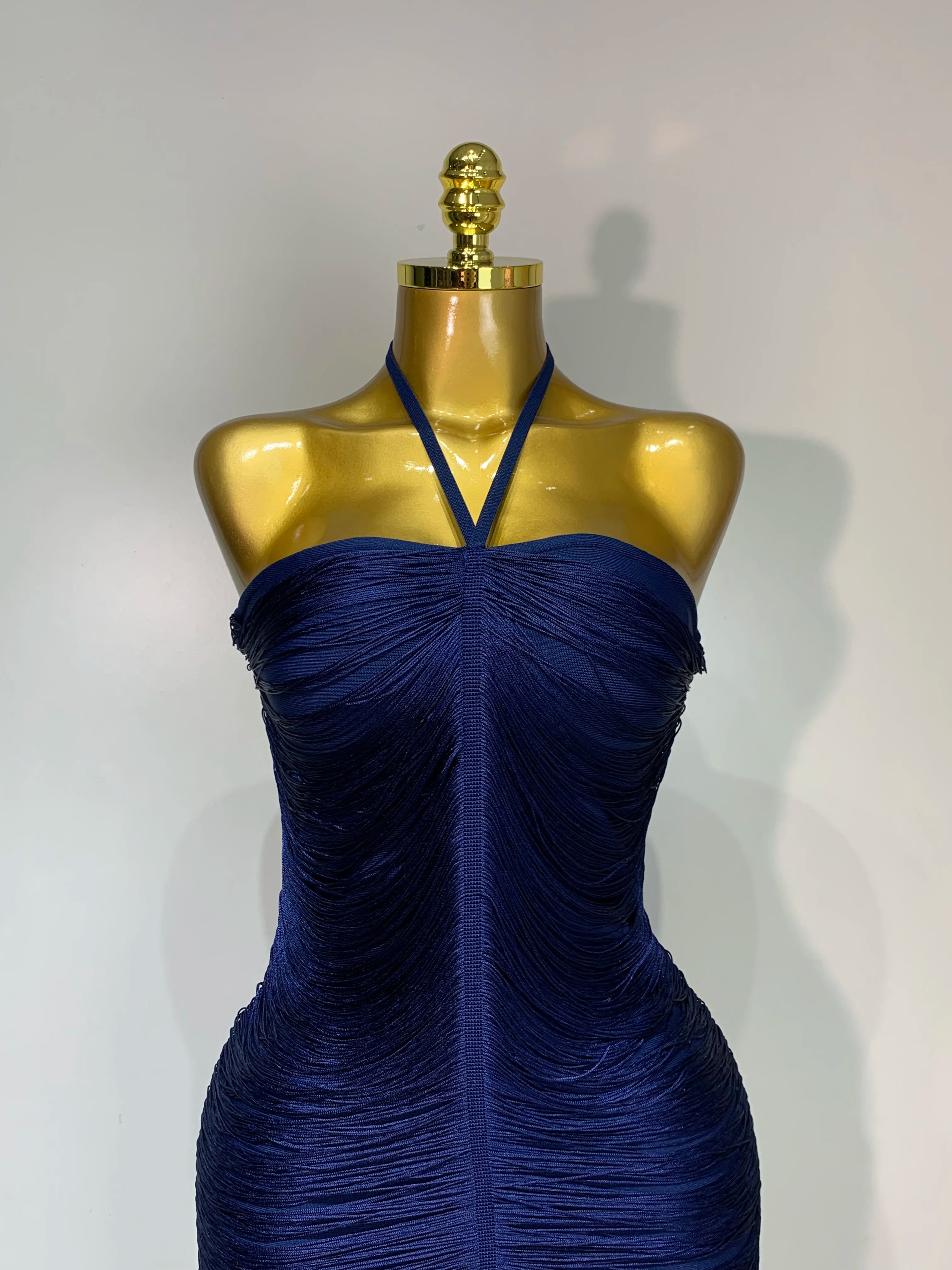 Women's Fashion Tassel Split Hanging Neck Bodycon Dress Elegant Celebrity Evening Party Luxuru Birthday Wedding Guest Dress