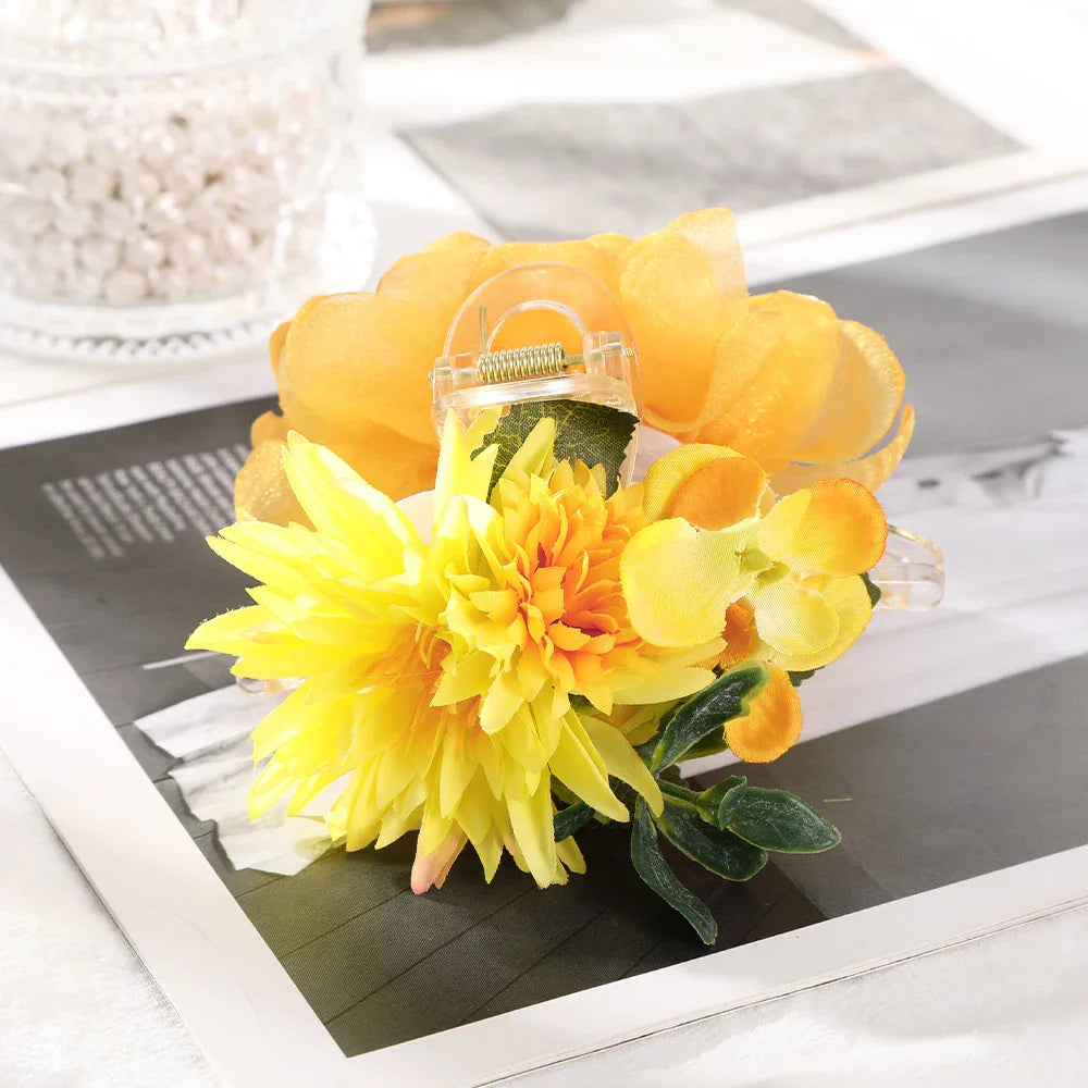 Haimeikang Large Size Flower Hair Clip Claws Hair Crab For Thick Hair Barrettes Hairpins Women Summer Fashion Hair Accessories 0409I-11cm