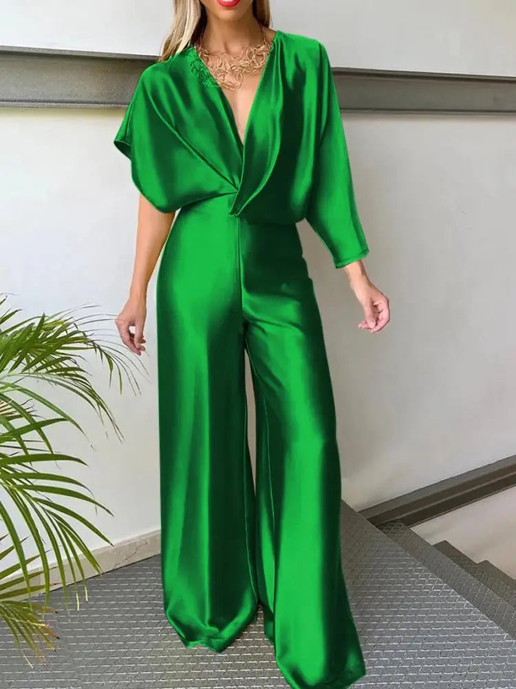 Missuoo 2023 New Women's Solid Color Jumpsuit Spring Summer Adult Female V-neck Sexy Short Sleeves High Waist One-piece Suits