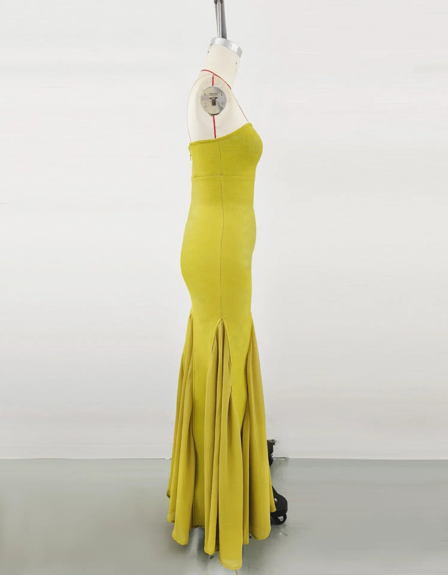 Fashion Yellow Color Women Sexy Strapless Bodycon Bandage Long Dress Celebrate Birthday Party Evening Outfit Wholesale