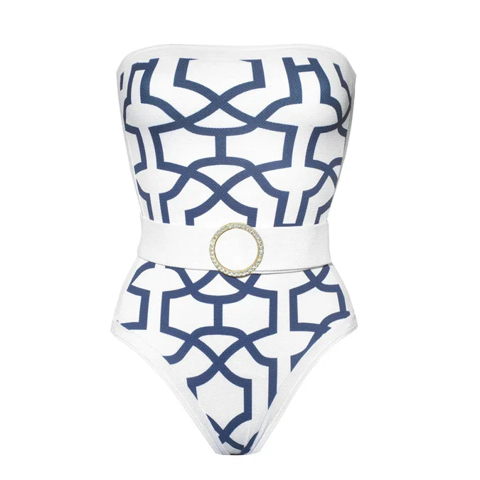 Geometric Shapes Beach Outfits 2023 New Swimwear Summer Female One Piece and Cover- Up Swimsuit Women Swim Suit Beach Wear milky