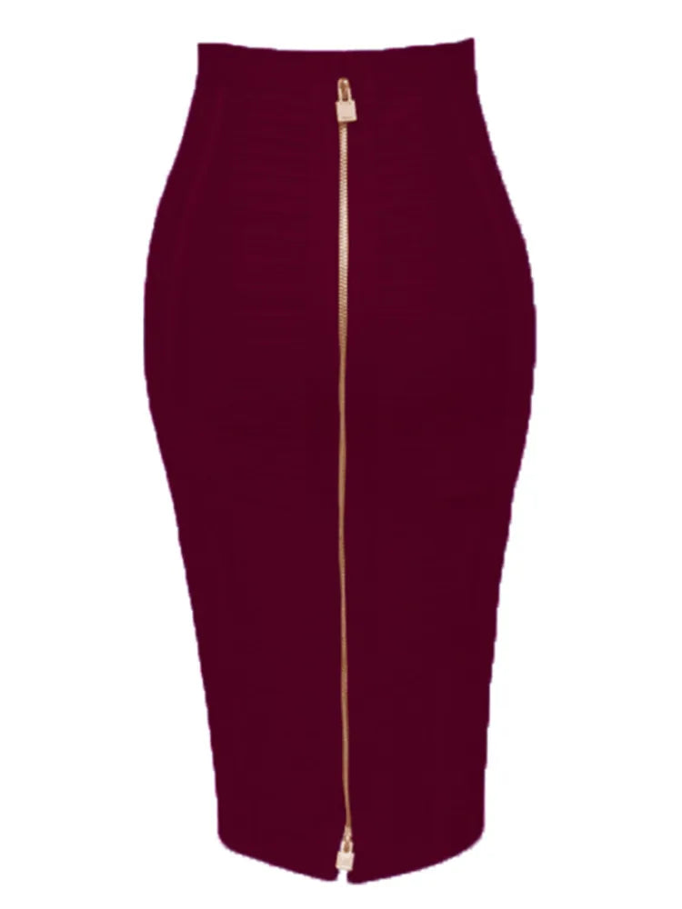 Saia bandagem sexy com zíper, tamanho grande GG XXL, moda verão 2022, designer, saia lápis justa, 58 cm