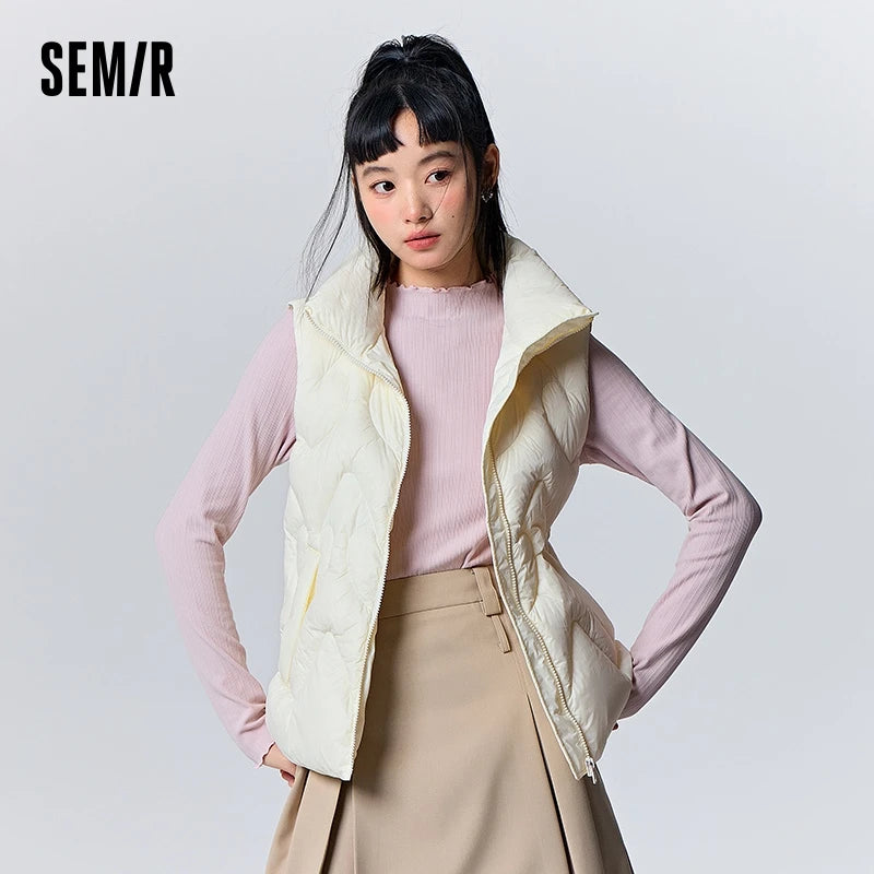 Down Vest Women Design Love Sweet Slim Winter New Stand Collar Three-proof Jacket