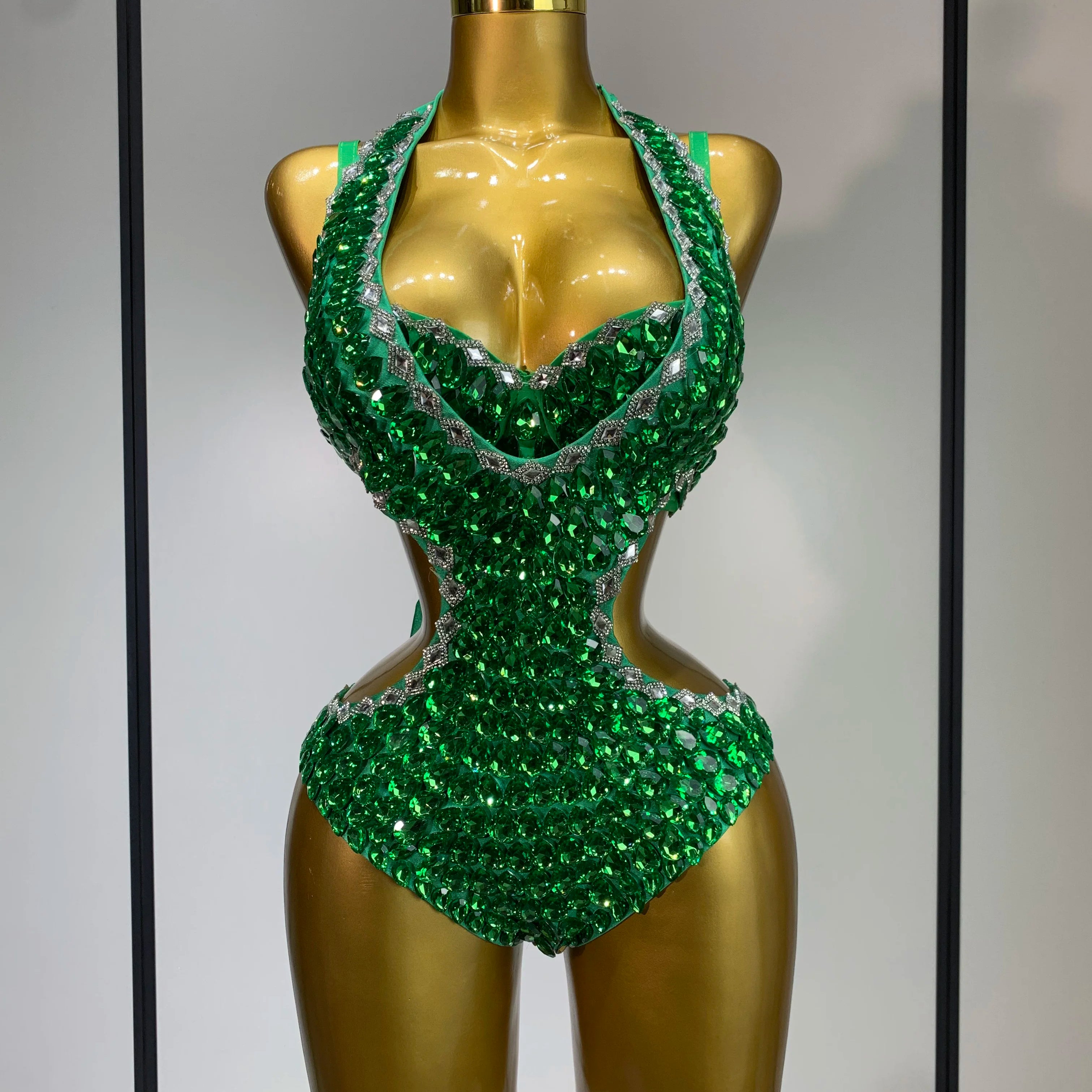 Women Luxury Rhinestone Bra Bodysuits Two Piece Set Female Singer DJ DS Dance Stage Performance Photo Shoot Club Party Outfit