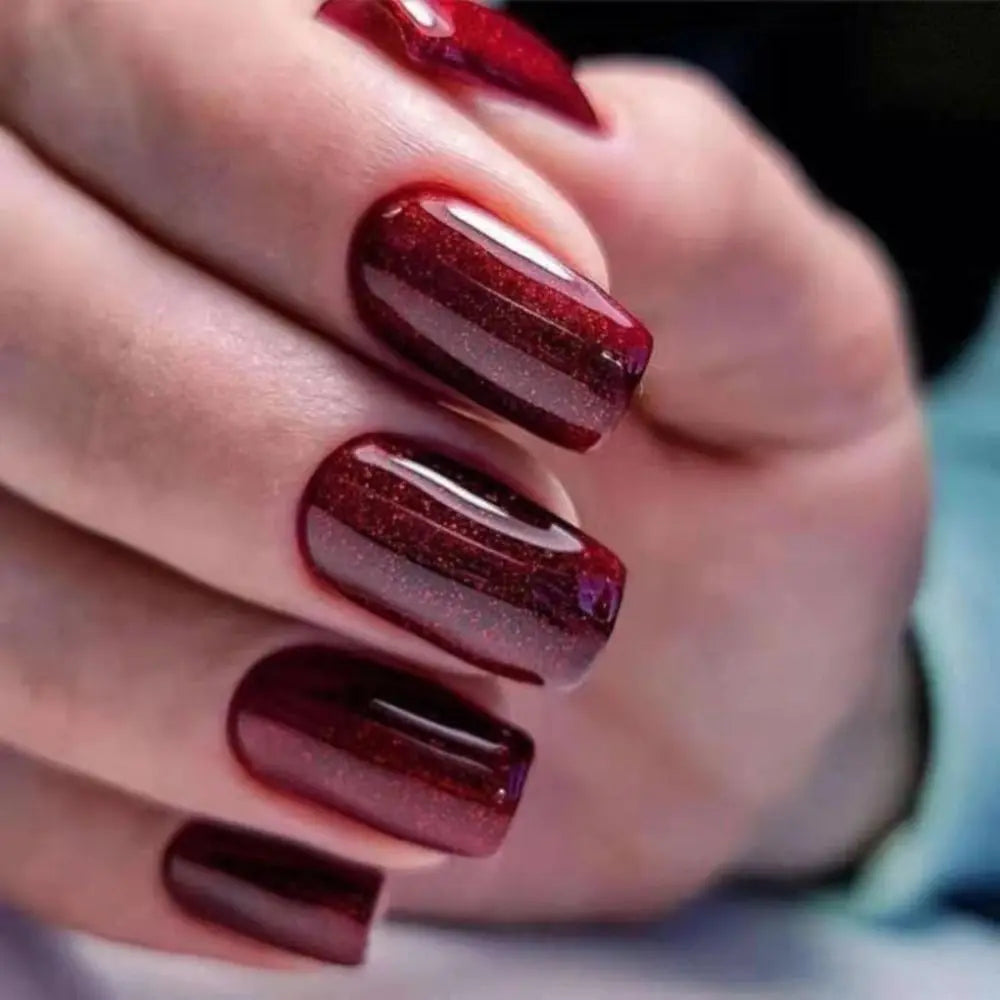 24 peças unhas postiças curtas redondas azul-francês brilhante pérola branco ondulado amor coração cobertura total destacável pontas de pressão