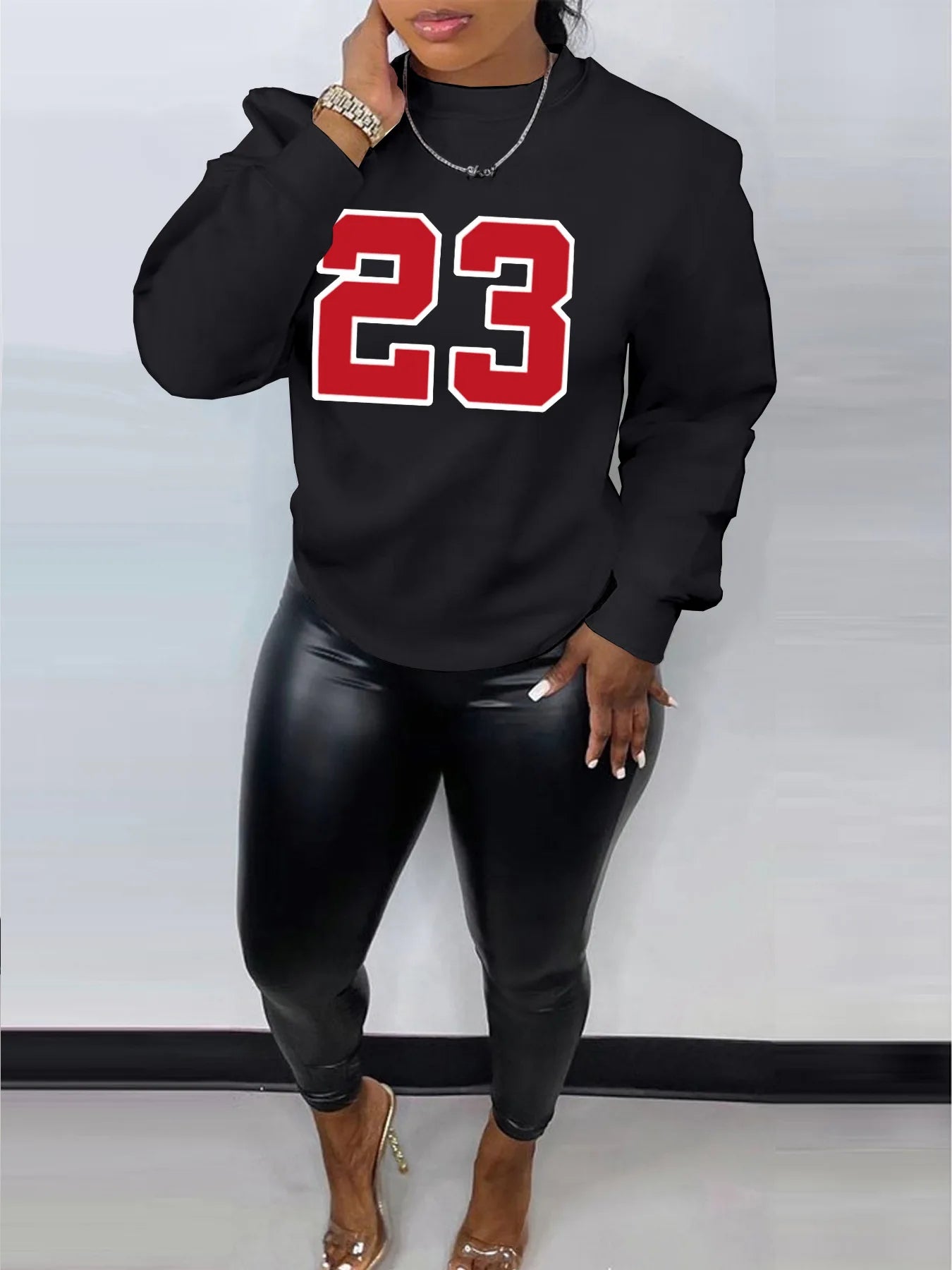 Women's Autumn Winter Sweaters Black Loose Plus Size