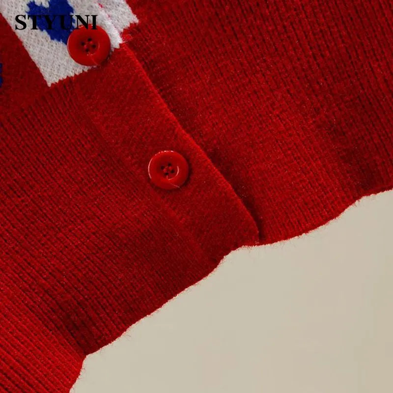 Heart-Shaped Plaid Peter pan Collar Acrylic Knitted Long Sleeve Women's Sweater Korean Fashion Chic Single Breasted Cardigan