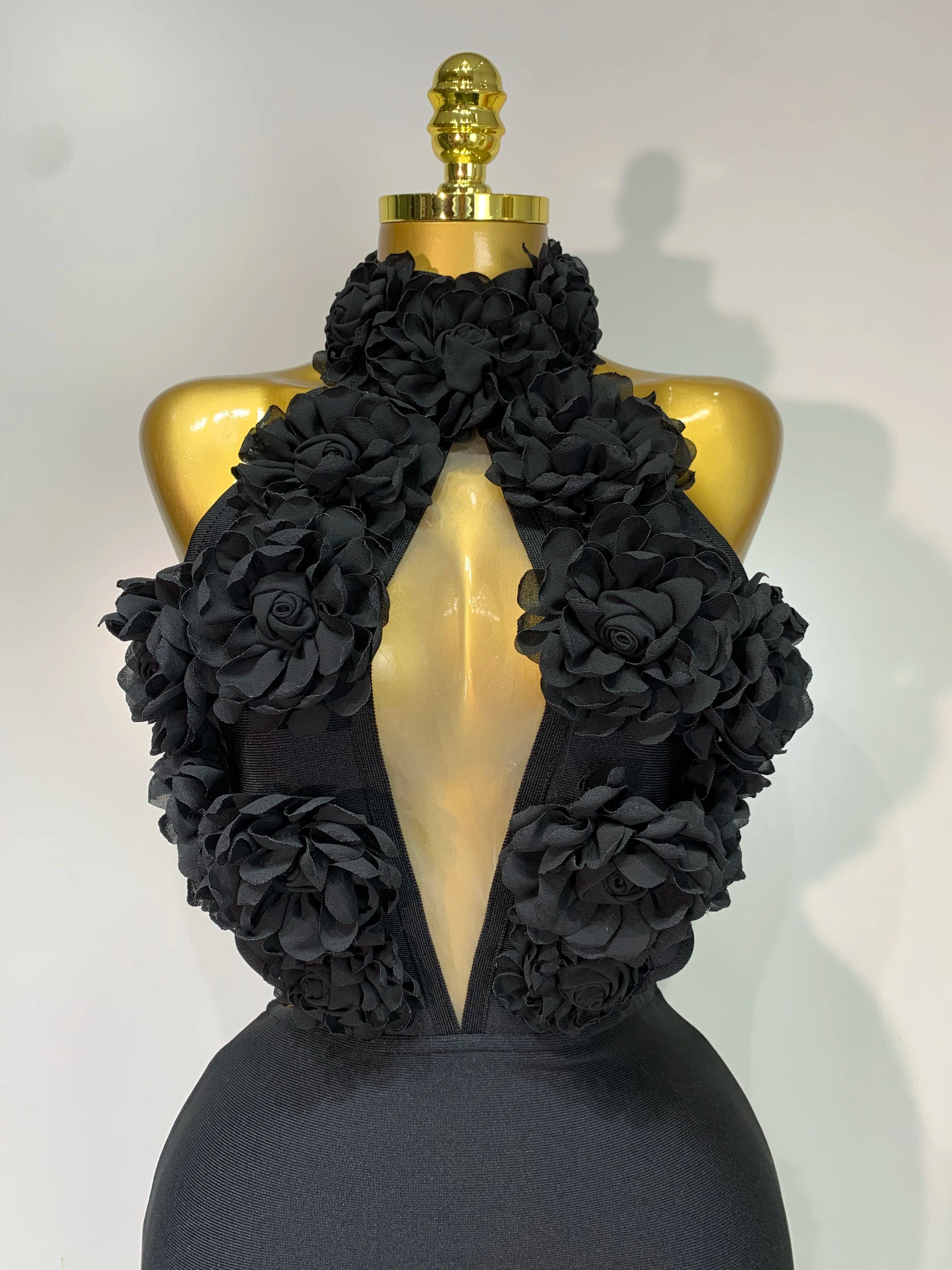 Women Sexy Halter Hollow Out Flowers Bodycon Bandage Dress Red Backless Celebirty Elegant Party Luxury Birthday Wedding Dresses