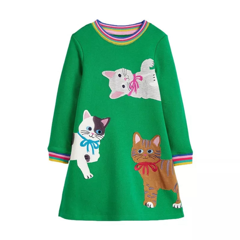Jumping Meters New Princess Girls Dresses Animals Embroidery Autumn Baby Clothes Long Sleeve Children's Costume Kids Frocks