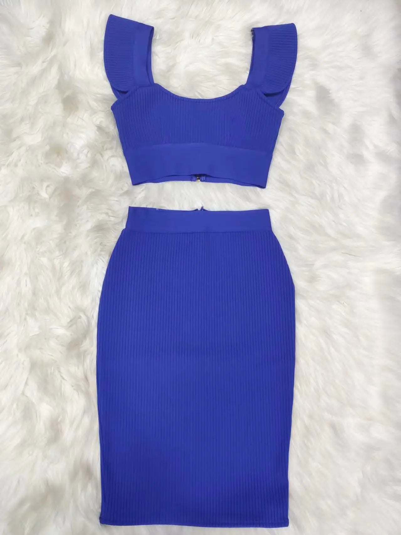 Style Sexy Fashion Pink Black Red Bodycon Rayon Two Pieces Bandage Dress Two Pieces & Skirt Set