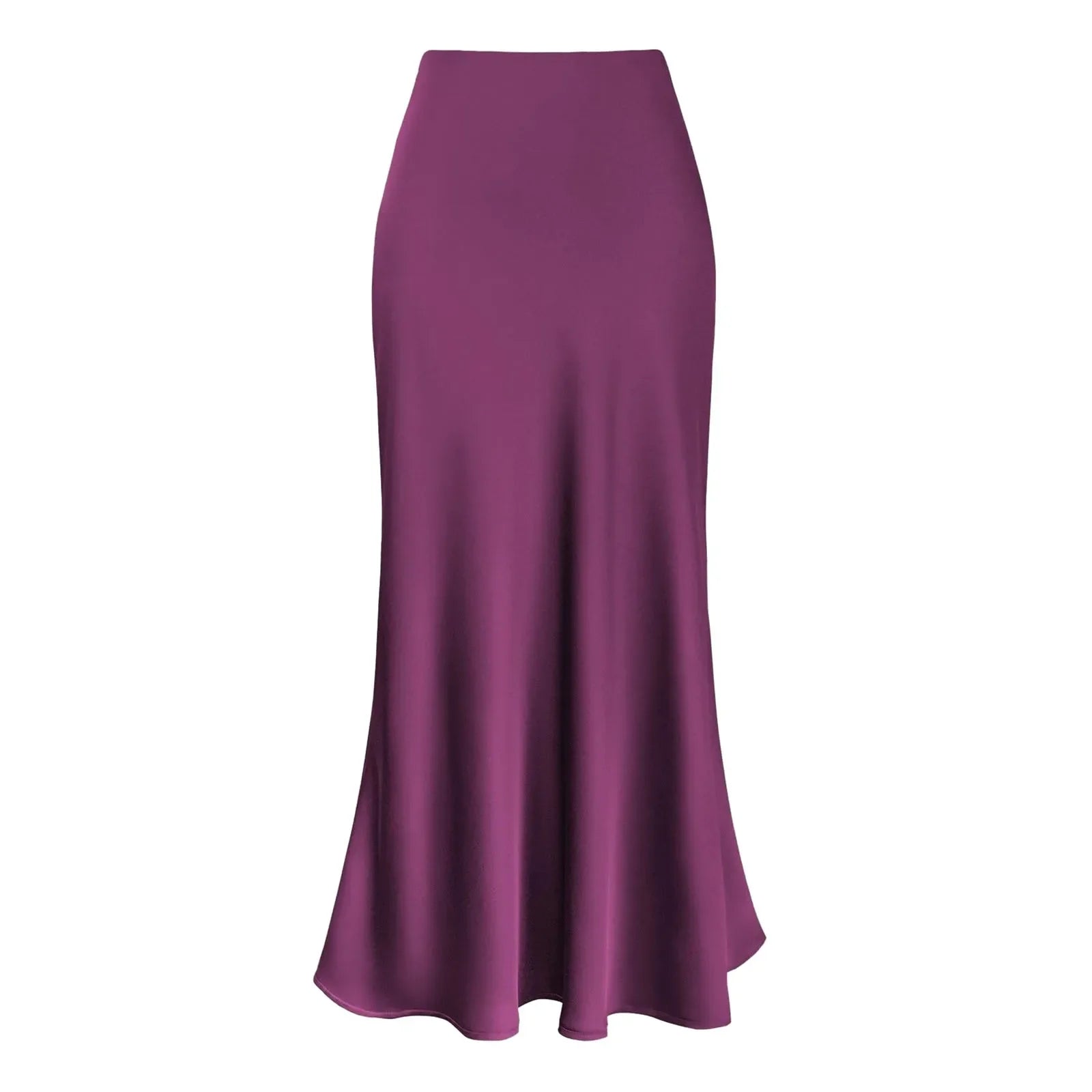 A-Line Pleated Long Skirts Summer Women Korean Skirt Streetwear Elastic Waist Solid Elegant Satin Dress платье For Ladies Hot Pink