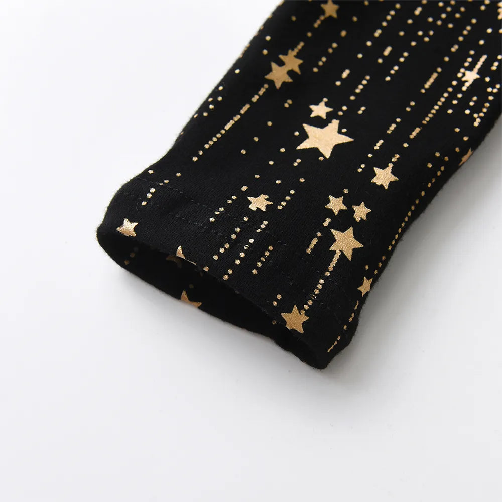 DXTON 2024 Christmas Girls Dress With Bow Star Sequin Children New Year Party Clothes Patchwork Cotton Winter Kids Baby Dresses