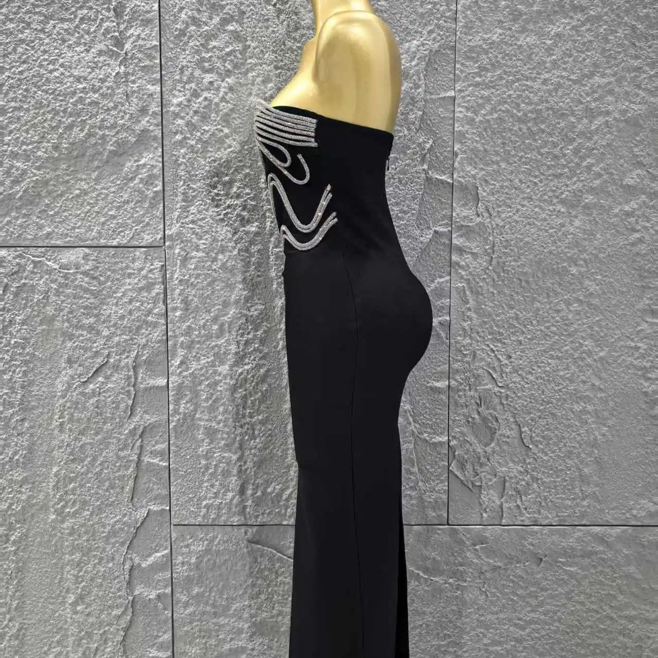 High Quality Women Sexy Strapless Shinning Sequins Bodycon Long Bandage Dress Celebrate Evening Party Cocktail Outfit Vestido