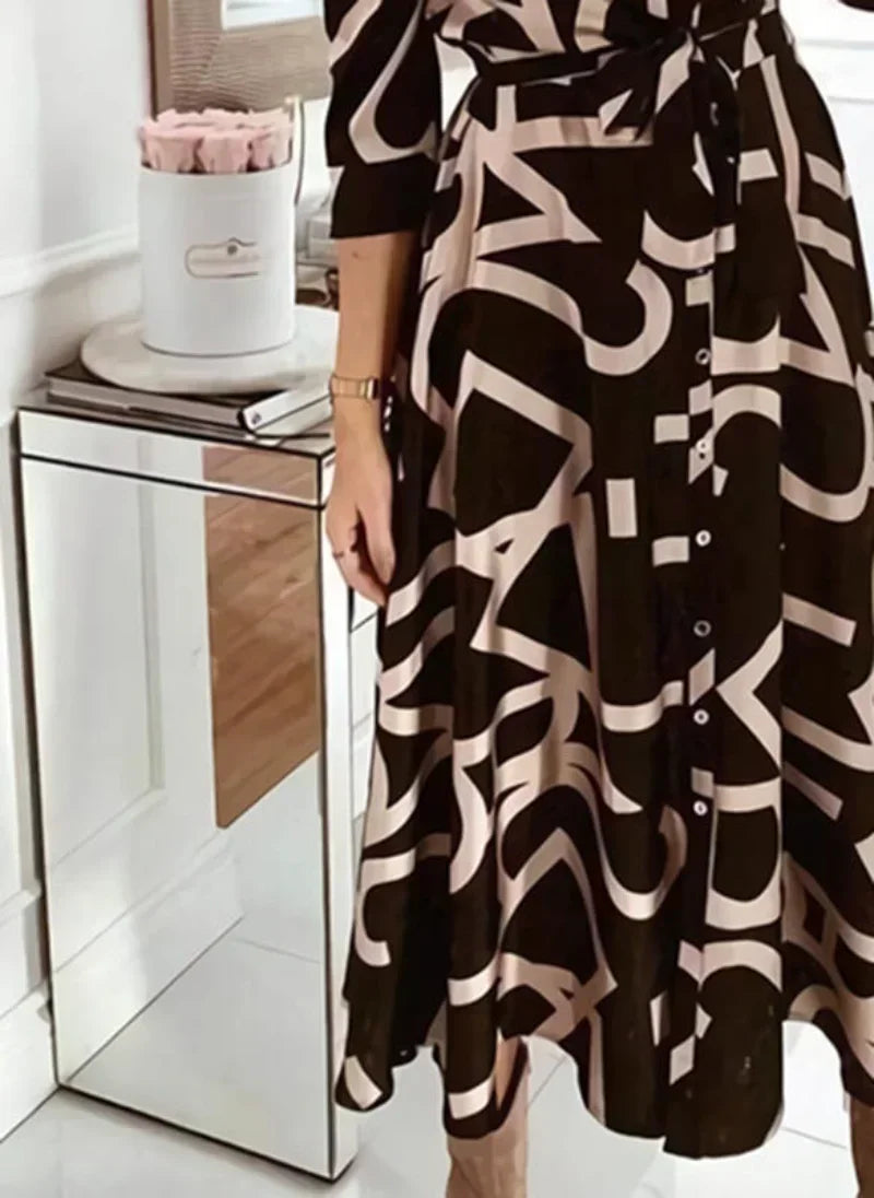 Dresses for Women Long Sleeve Prom Elegantes Spring Autumn Party Evening Dress Fashion Print Clothing Vestidos Para Mujer