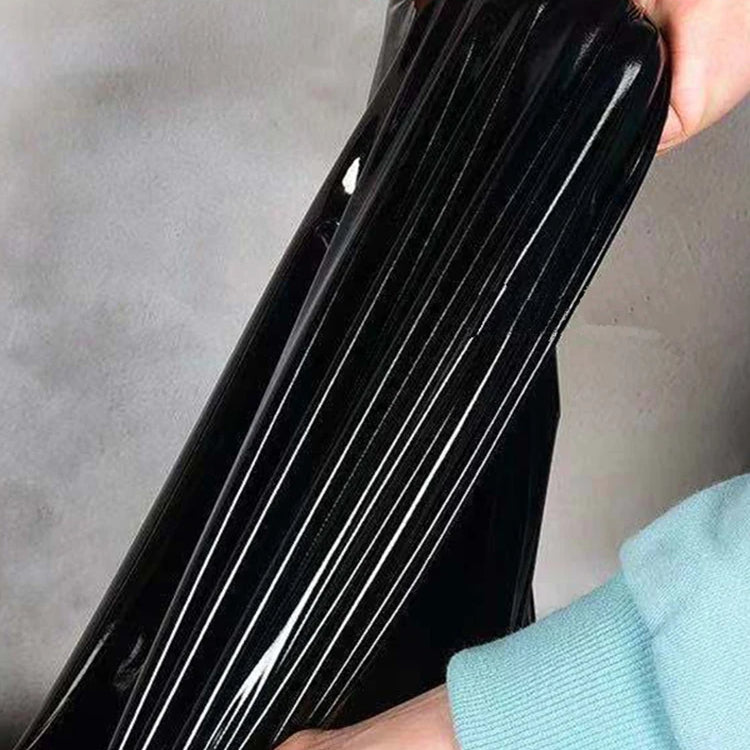 Stretch Shiny Patent Leather Slim Dress Women Summer Faux Latex Short Sleeve Bodycon Mini Dress Black PU Clubwear New Custom