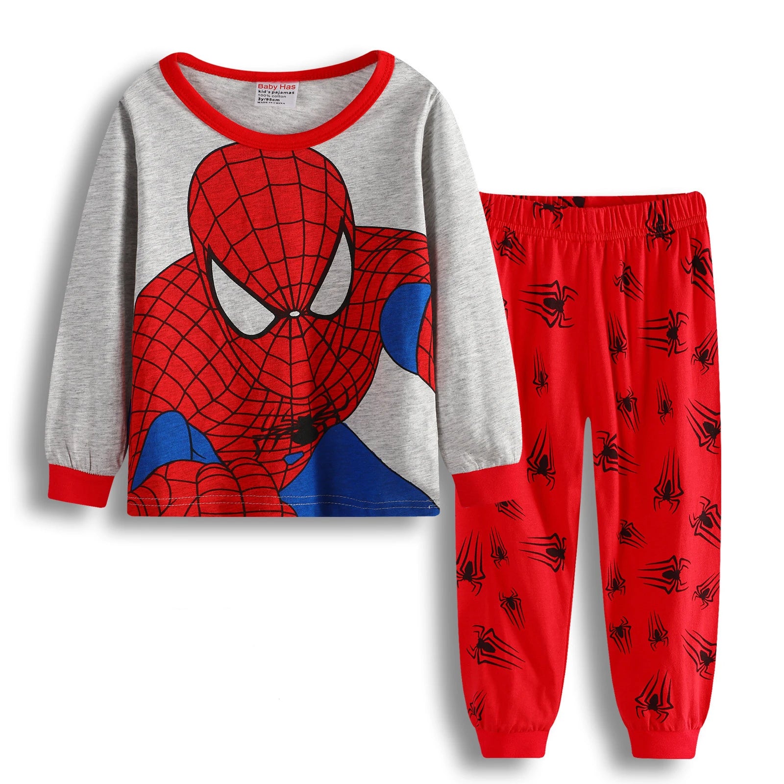 Children's Pyjamas Spiderman Iron Man Set Kids Sleepers Hero Collection Set Boys Girls Cartoon Long Sleeve Sleepwear 2-7T 107