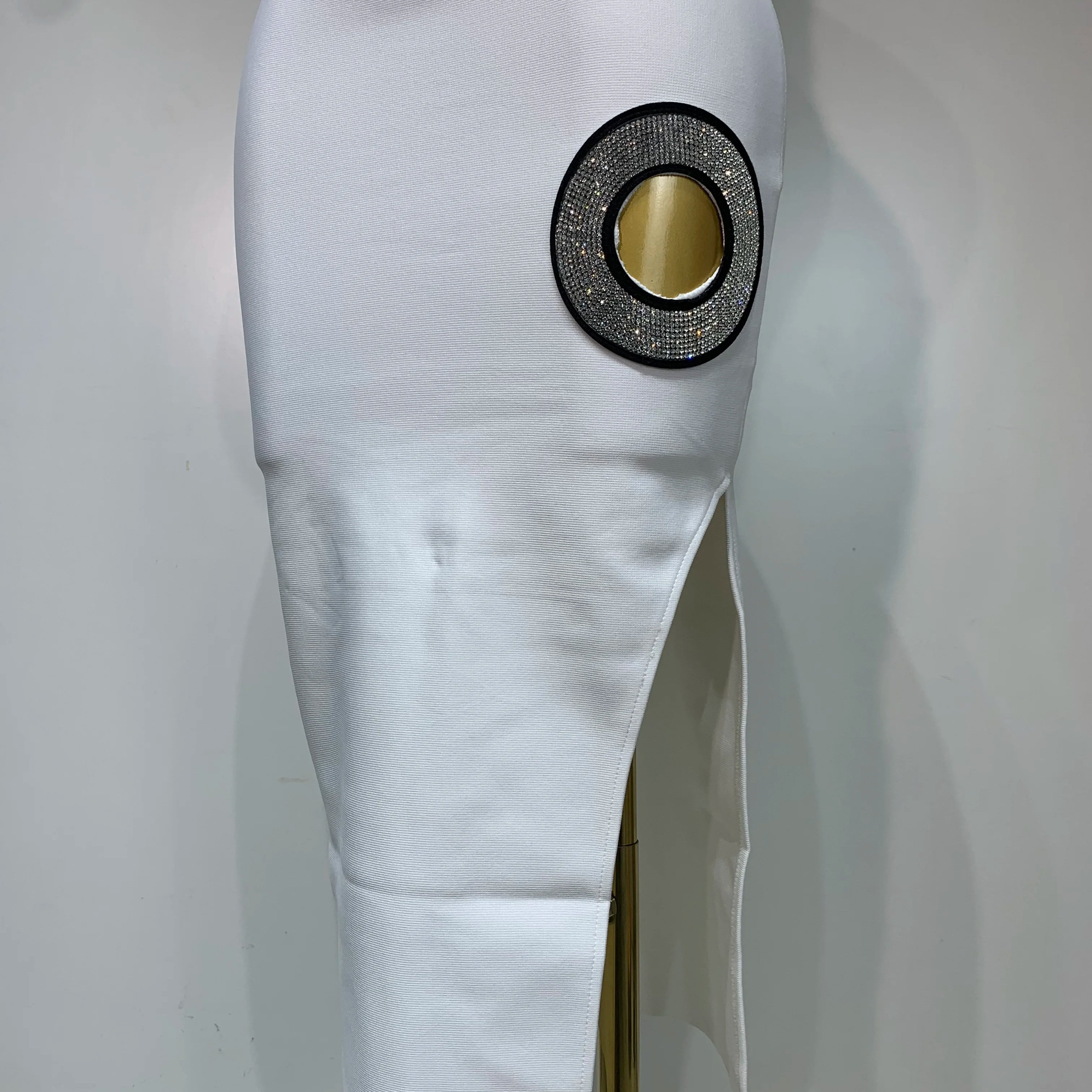 Fashion Sexy V Neck Backless Diamonds Split Women Bodycon Bandage Dress 2025 White Elegant Evening Club Party Birthday Dresses