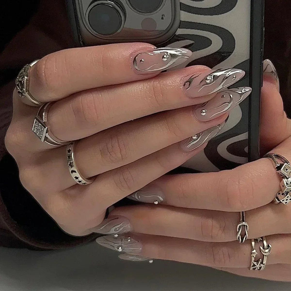 24Pcs Almond False Nails Cute Strawberries with French Design Simple White Wearable Fake Nails Decoration Press on Nail Tips Art