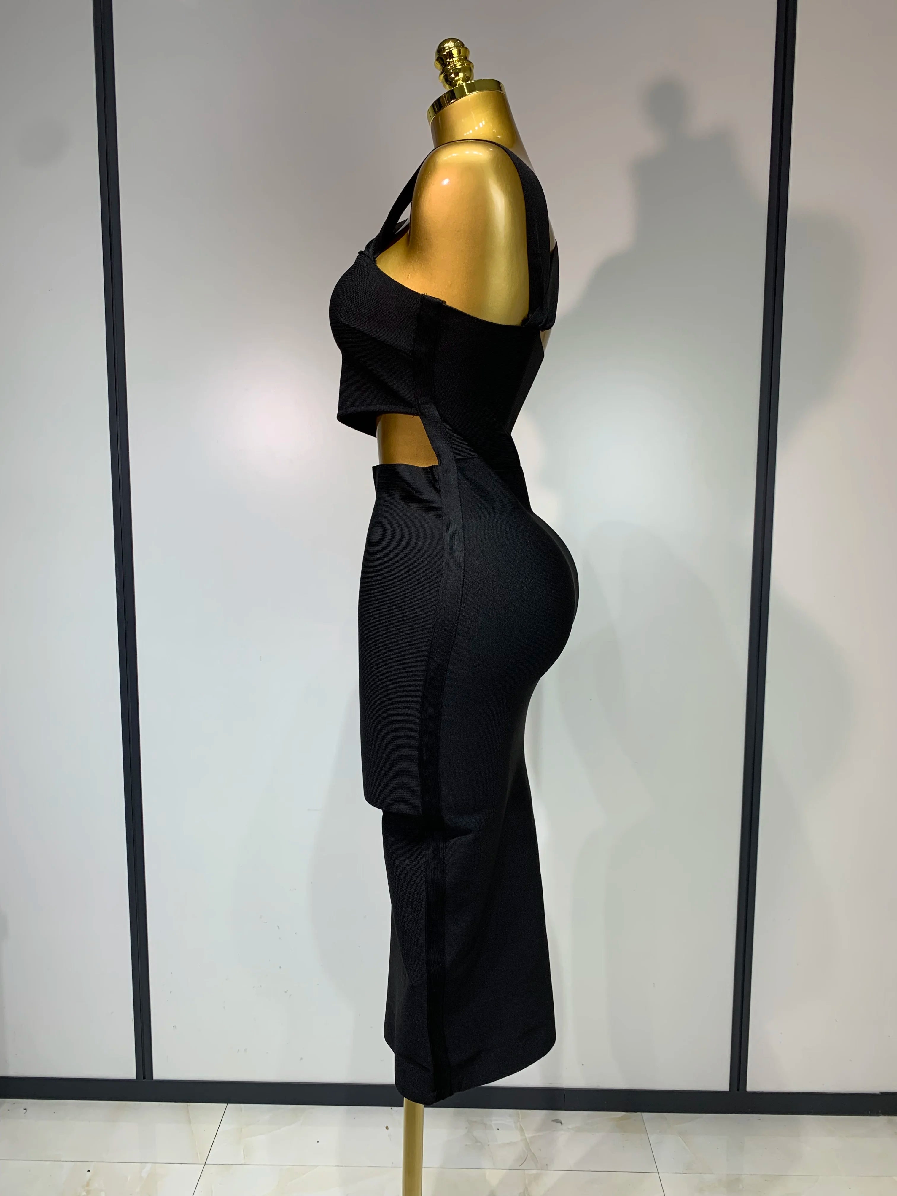 Bandage Dresses for Women 2025 Black Bodycon Dress Evening Party Celebirty Elegant Sexy Cut Out Midi Birthday Club Dresses