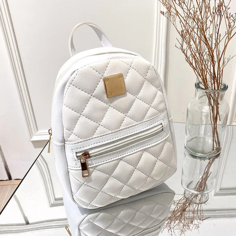 Mini Backpack for Women PU Leather Multifunction Crossbody Bag Ladies Phone Pouch Pack Luxury Brand Shoulder Bag Messenger Bags white