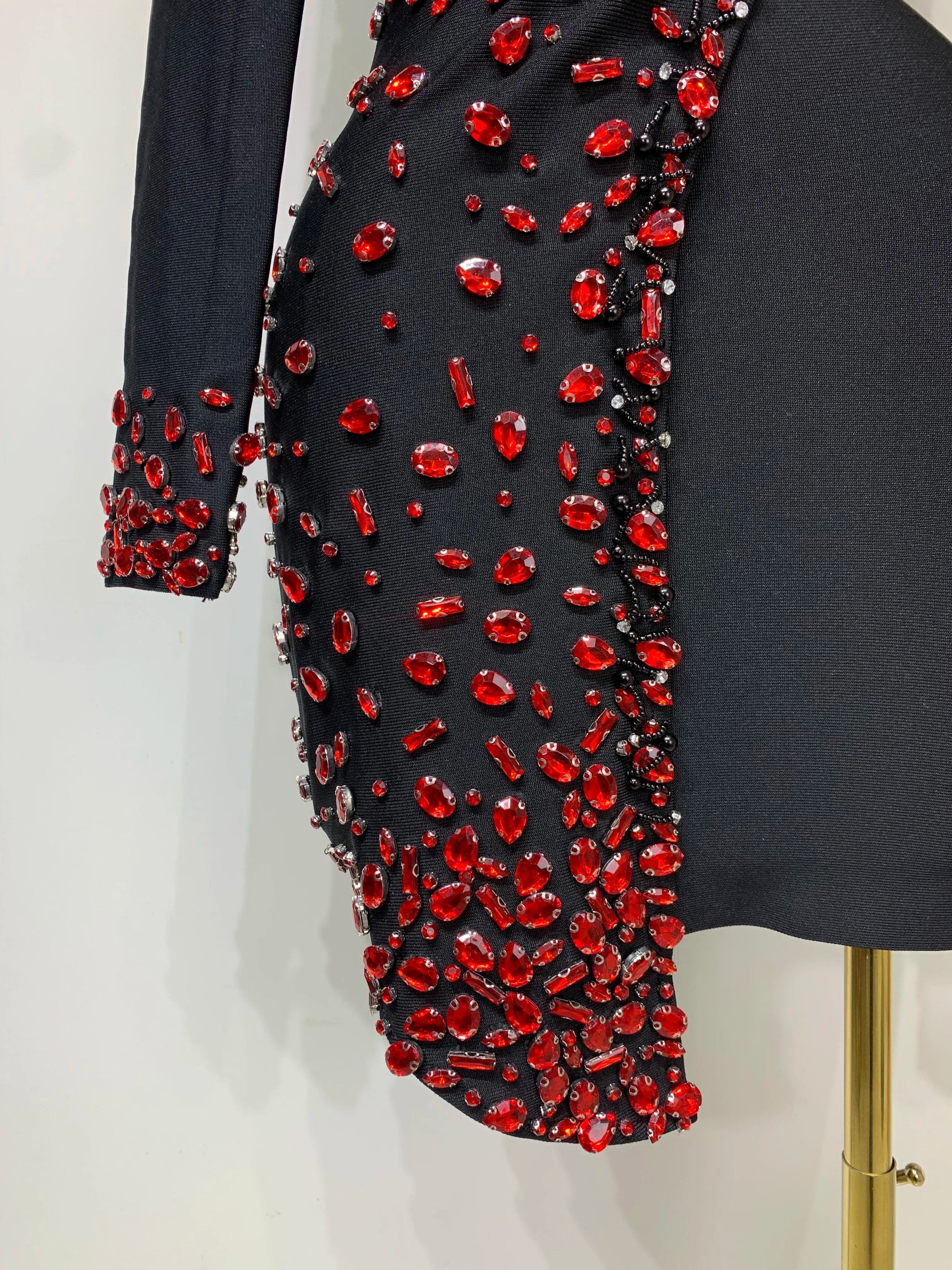 Luxury Birthday Women Celebrity Sexy Long Sleeve V Neck Rhinestone Black Bandage Dress 2025 Elegant Evening Club Party Dresses