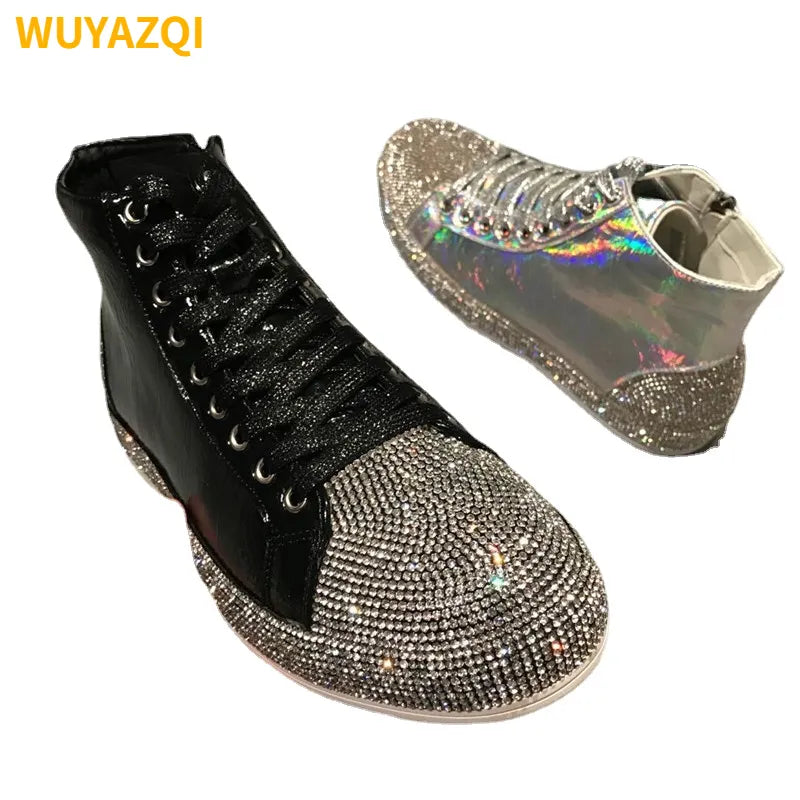WUYAZQI New casual men's shoes Fashion high-top men's sports shoes Brightened men's board shoes