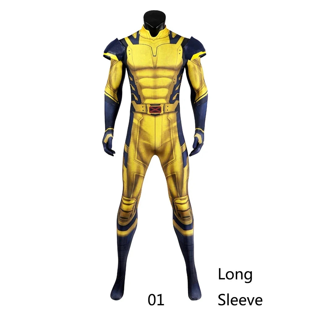 Wolverine Cosplay Costume James Howlett Jumpsuit Shoulder Armor Set 3D Printing Zentai Bodysuit Superhero Halloween Man Outfit