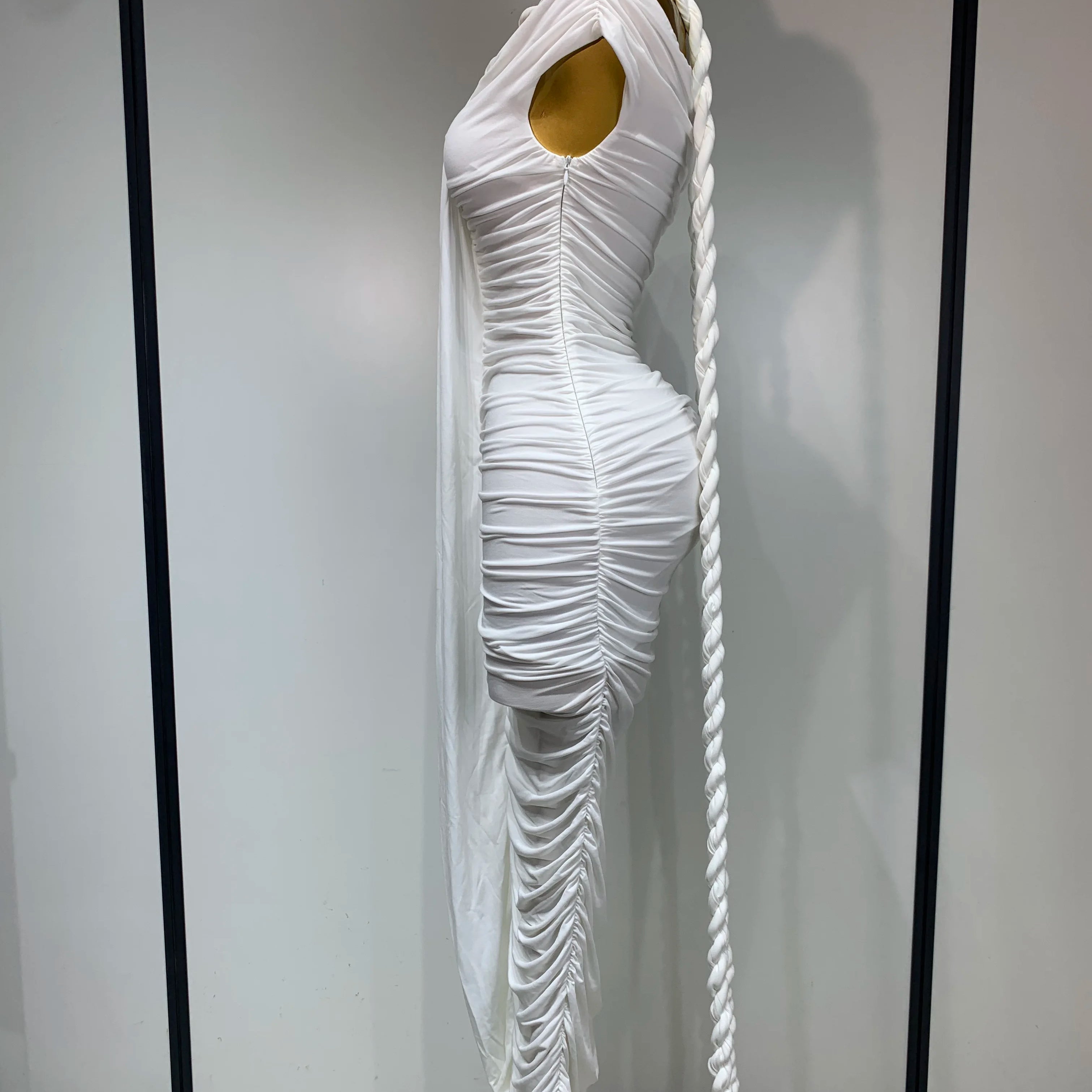 Vestido longo de malha colado ao corpo, sexy, ombro de fora, moda noturna, para festa de aniversário, 2025