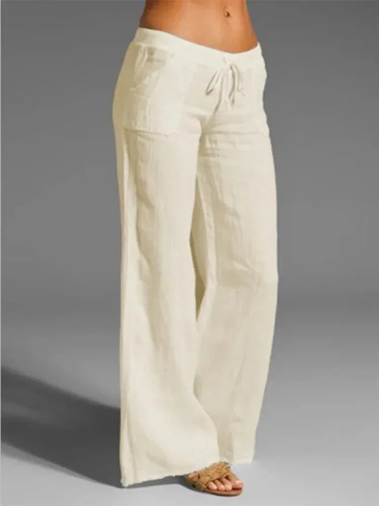 Summer Cotton Linen Women's Pants Oversize Black Wide-leg Pants Casual Pants Female Trendy Loose Fashion Trousers Ladies