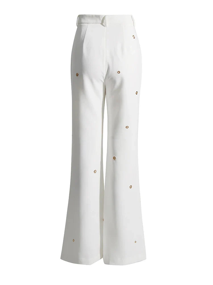 TWOTWINSTYLE Soild Minimalist Sets For Women Turn Down Collar Long Sleeve Patchwork Button Pockets Set Female Fashion Clothing